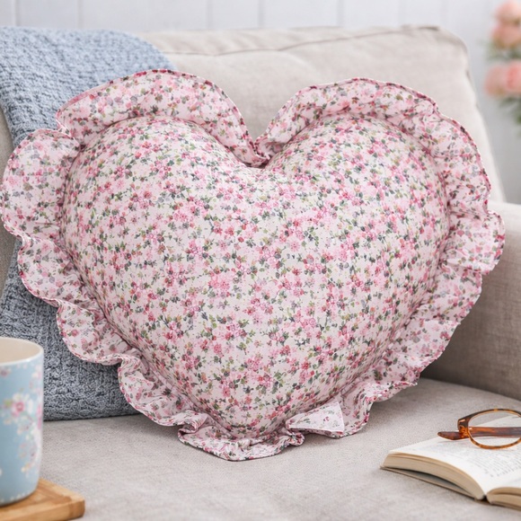 Cath Kidston London Strawberry Heart Ruffle Cushion - Picture 2 of 12